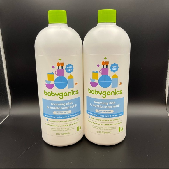 Babyganics Foaming Dish & Bottle Soap 2-Pack | Fragrance-Free | 32oz Each​ - Picture 1 of 3